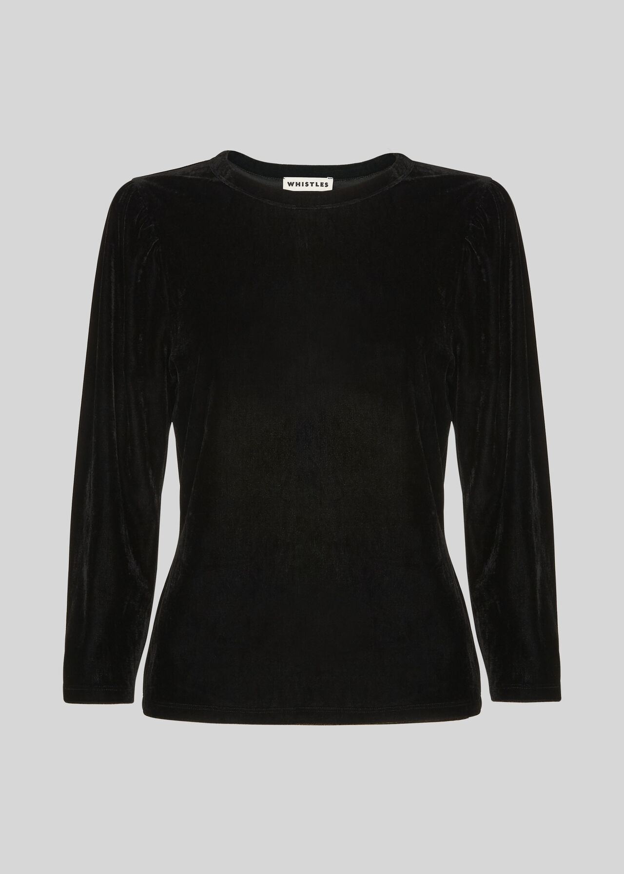 Puff Sleeve Velvet Top Black