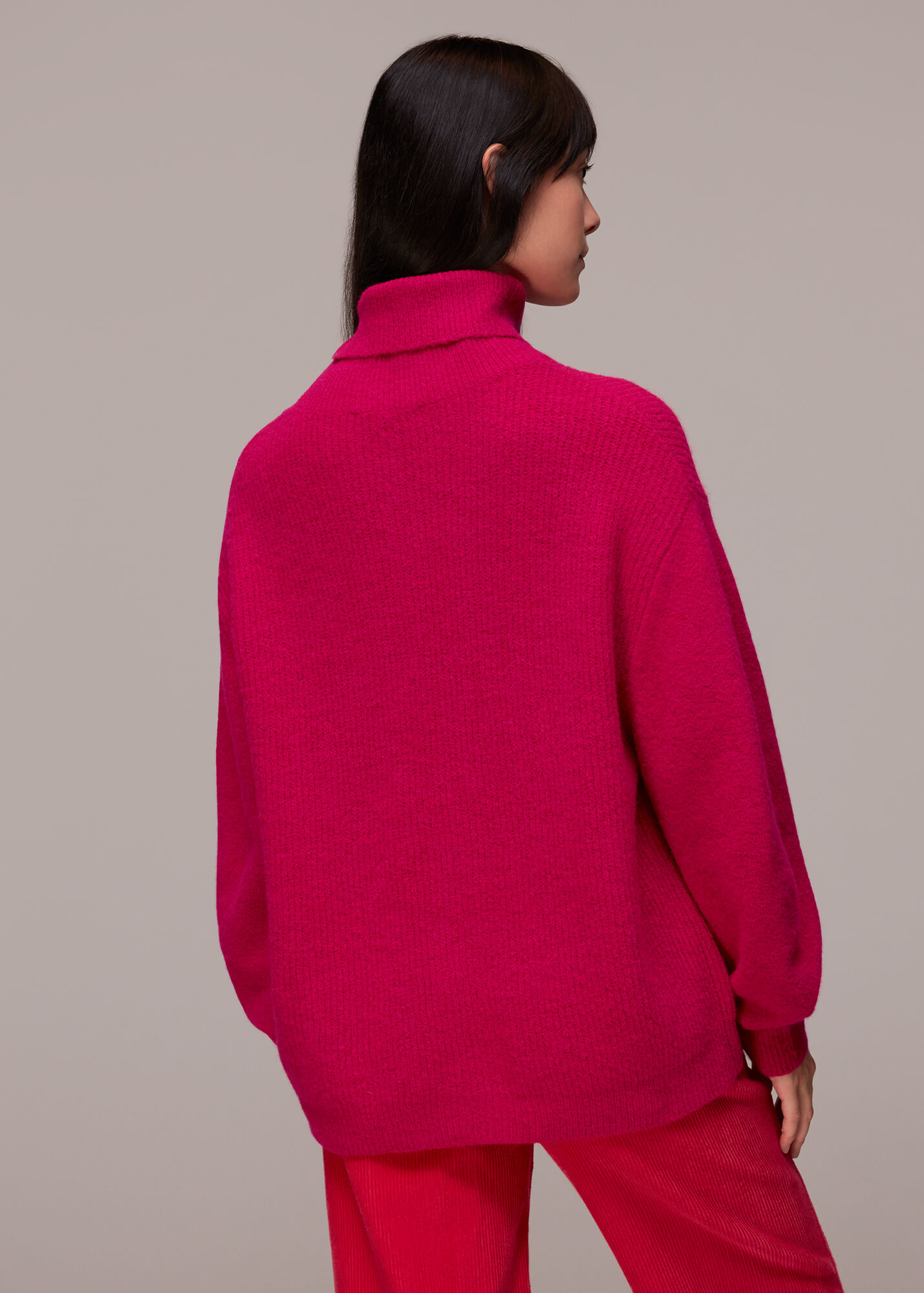 Pink Ribbed Roll Neck Jumper WHISTLES