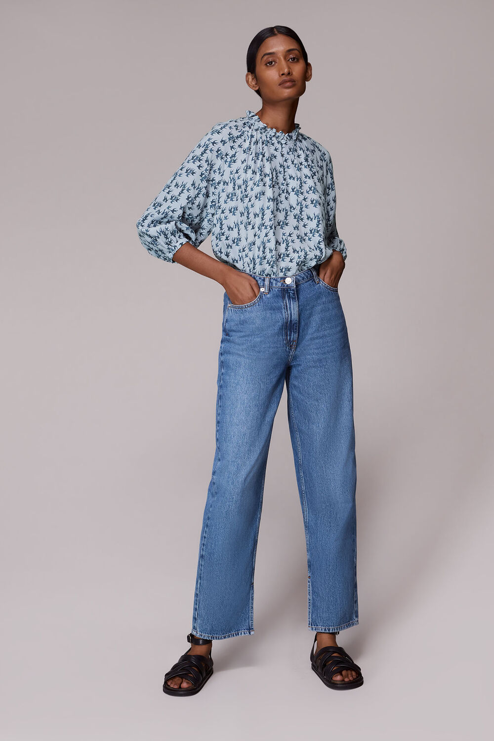 Beatrix Swallows Print Blouse
