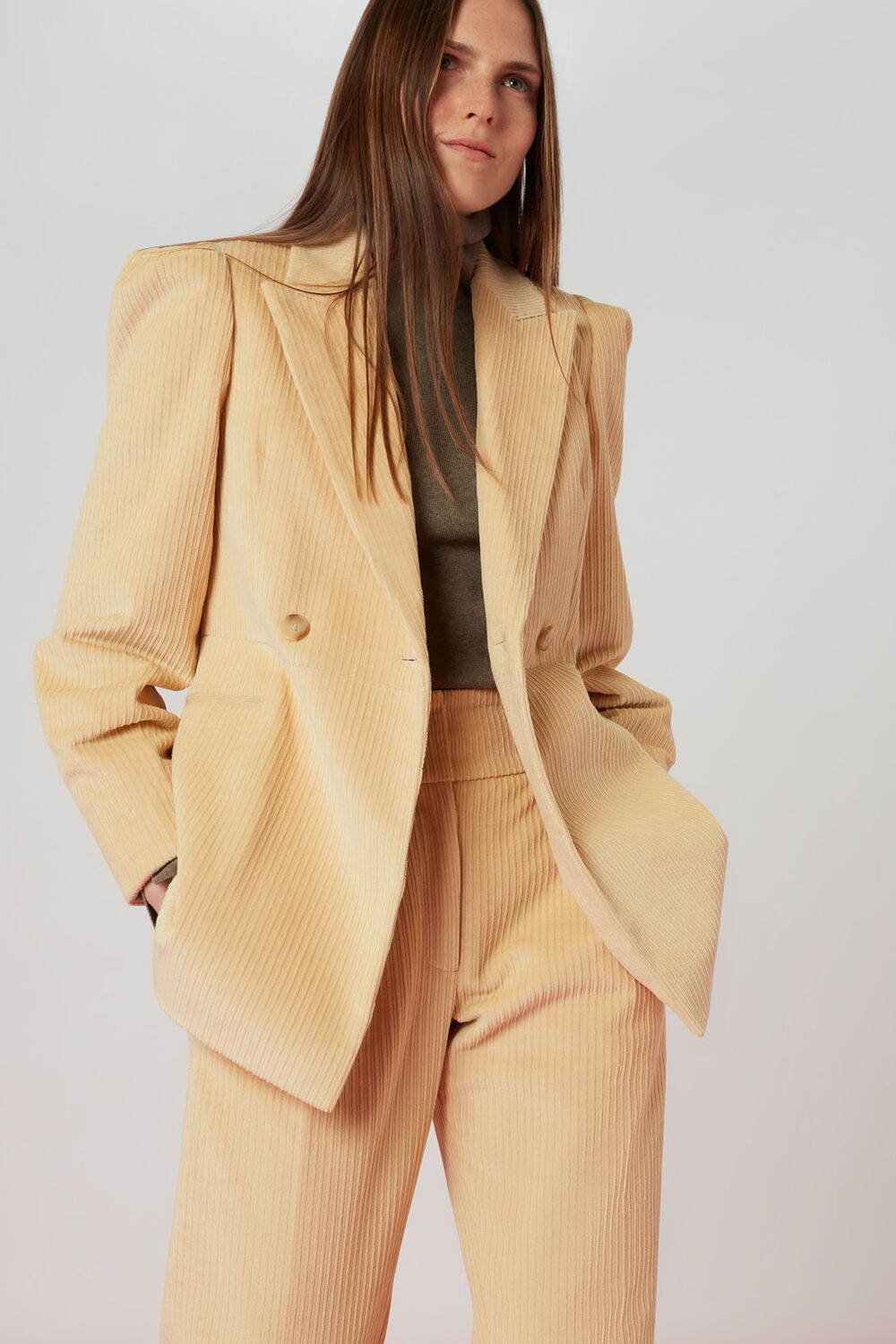Suki Cord Puff Sleeve Blazer