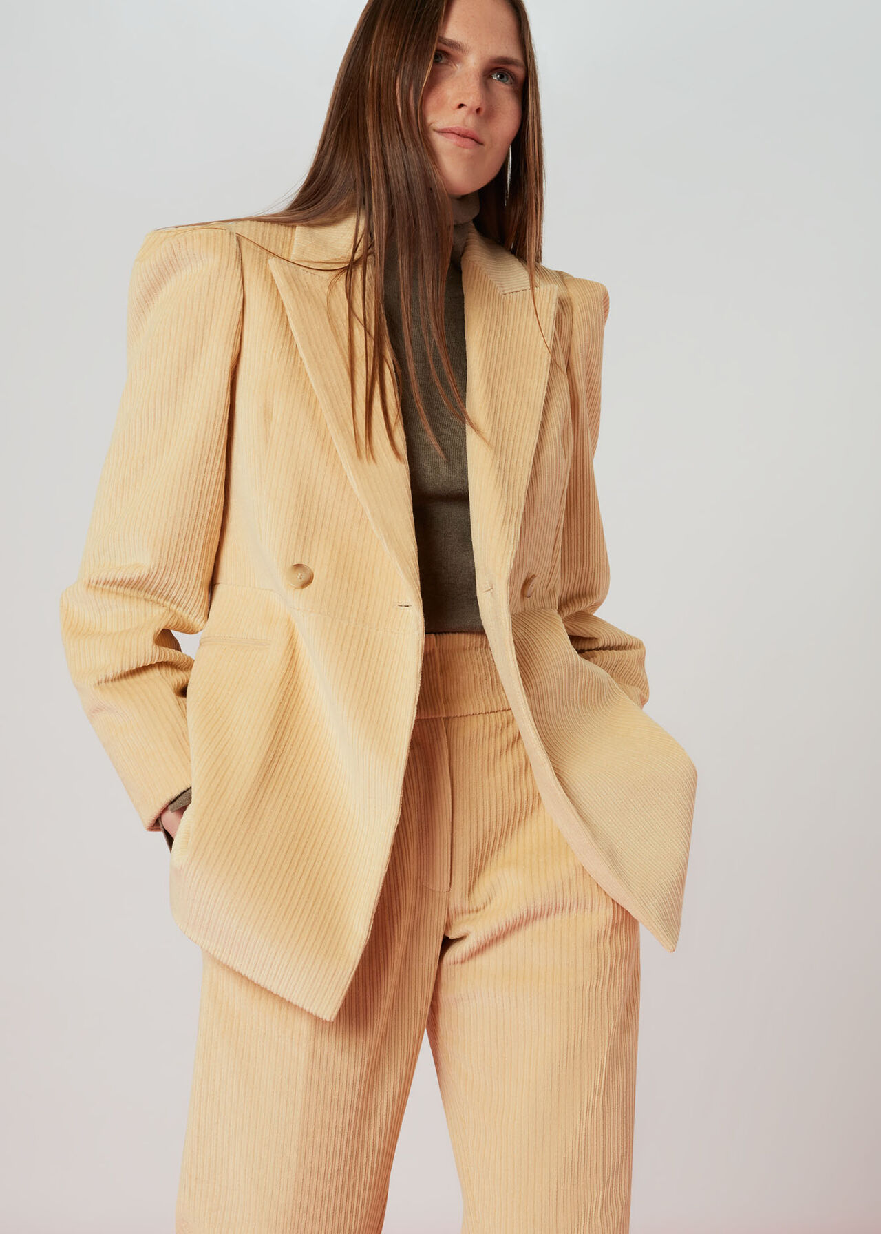 Suki Cord Puff Sleeve Blazer