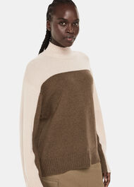 Wool Colour Block Funnel Neck