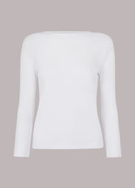 Boat Neck Ribbed Jersey Top