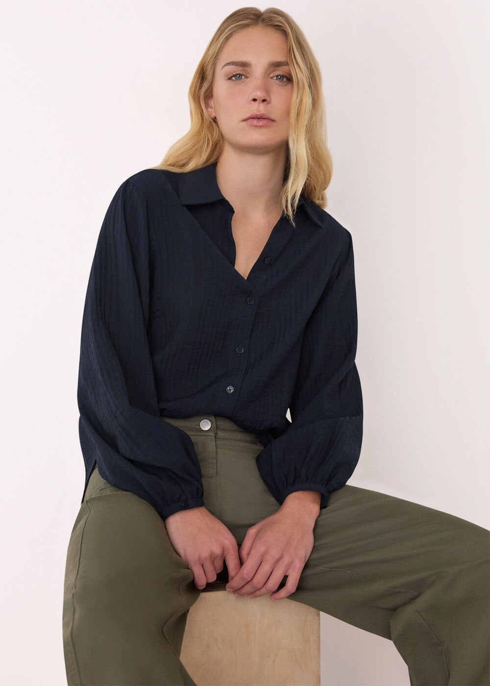 Textured Relaxed Viscose Shirt