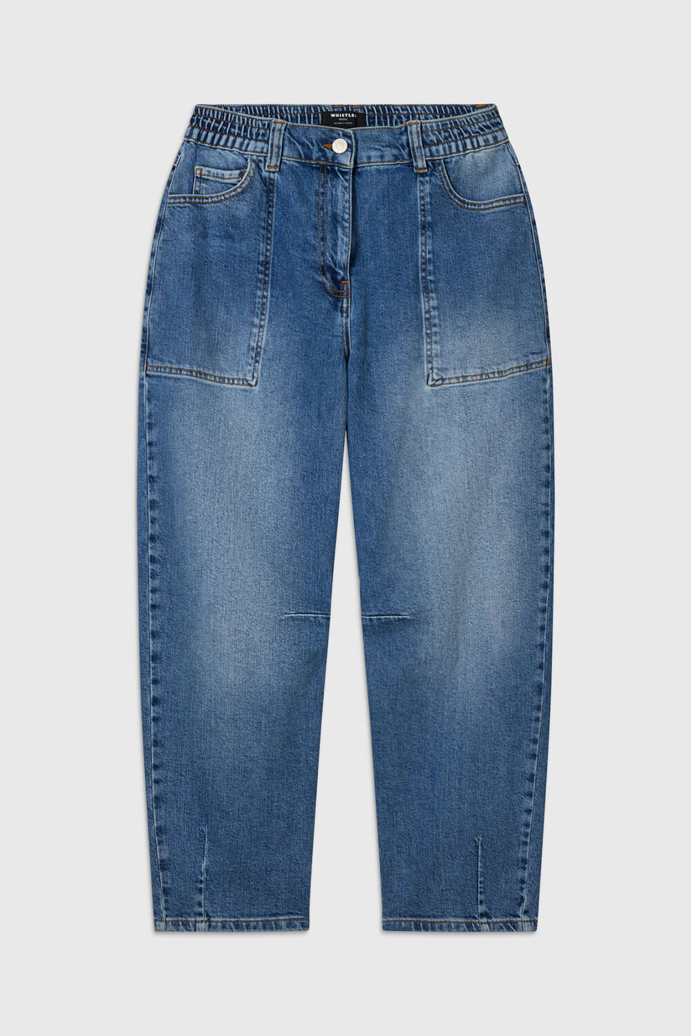 Denim Petite Elasticated Waist Barrel Jean