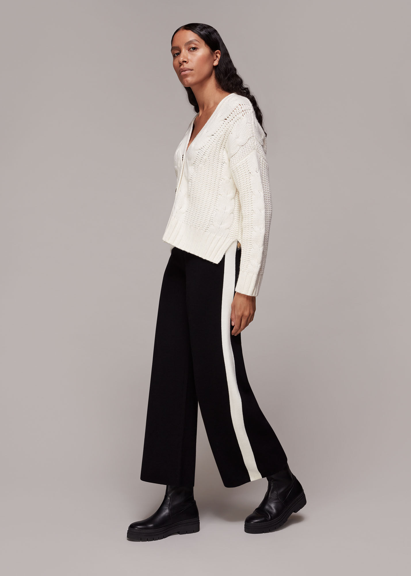 Women's Ivory Cable Knit Cardigan | Whistles US | Women's Ivory Cable Knit Cardigan | Whistles US |