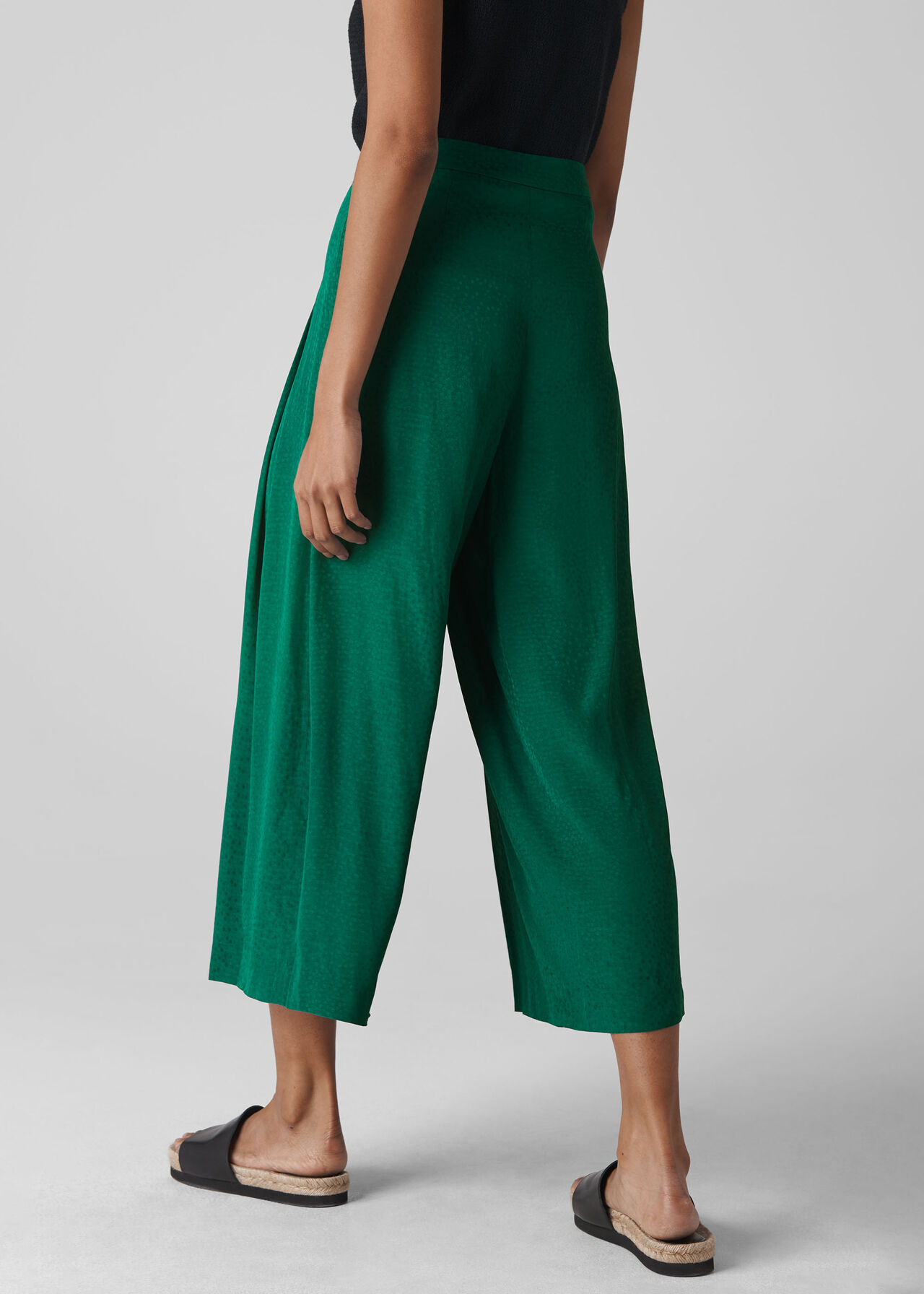 Jacquard Spot Pleated Wide Leg Green