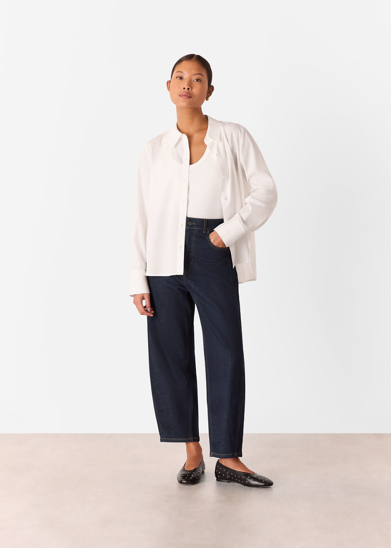 Petite Stretch Barrel Leg Jean