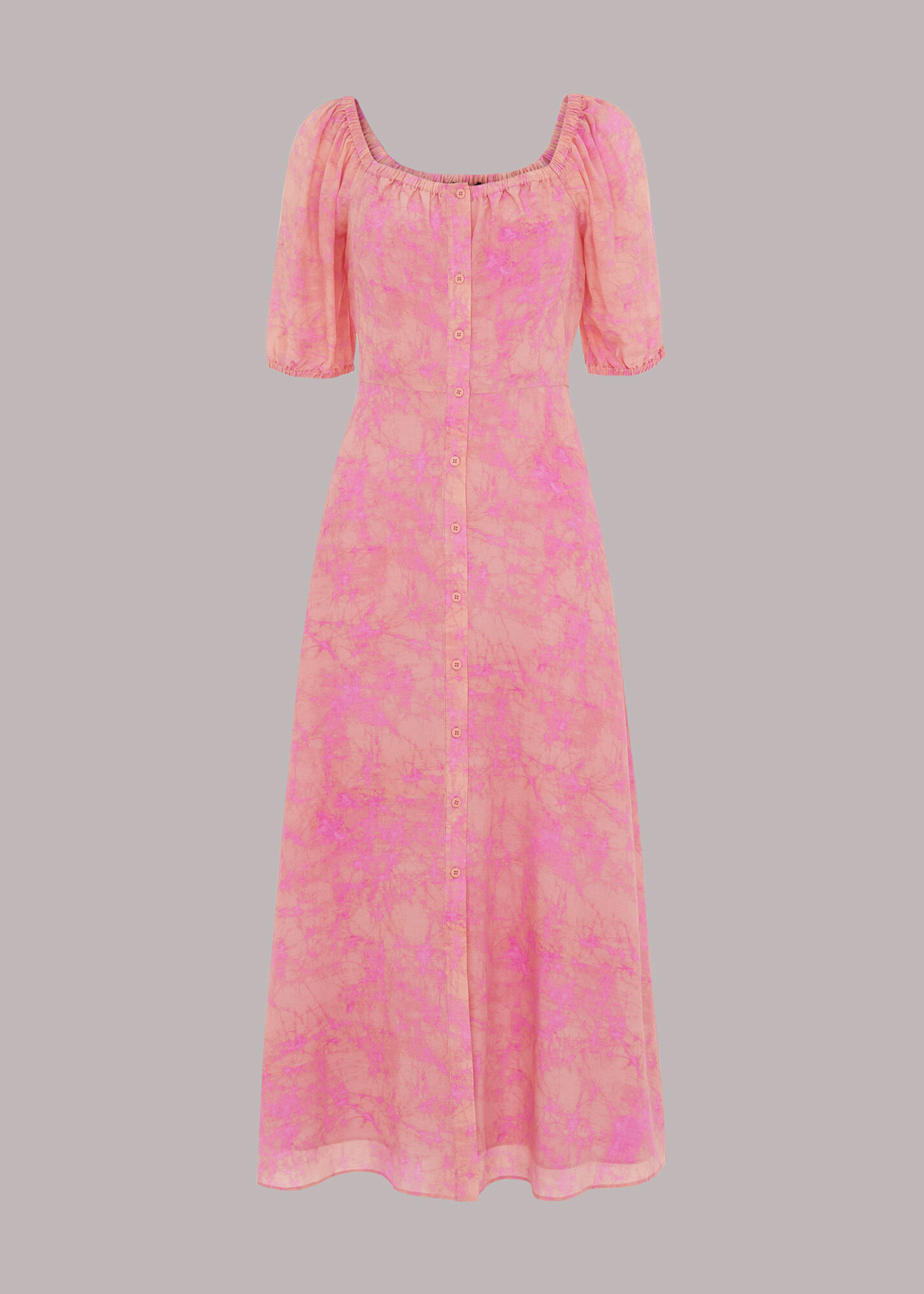 Multicolour Cracked Batik Print Silk Dress WHISTLES