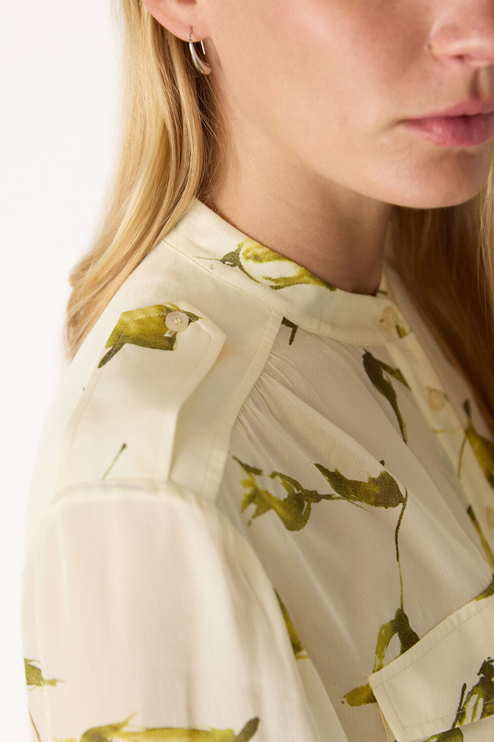 White Floral Utility Blouse