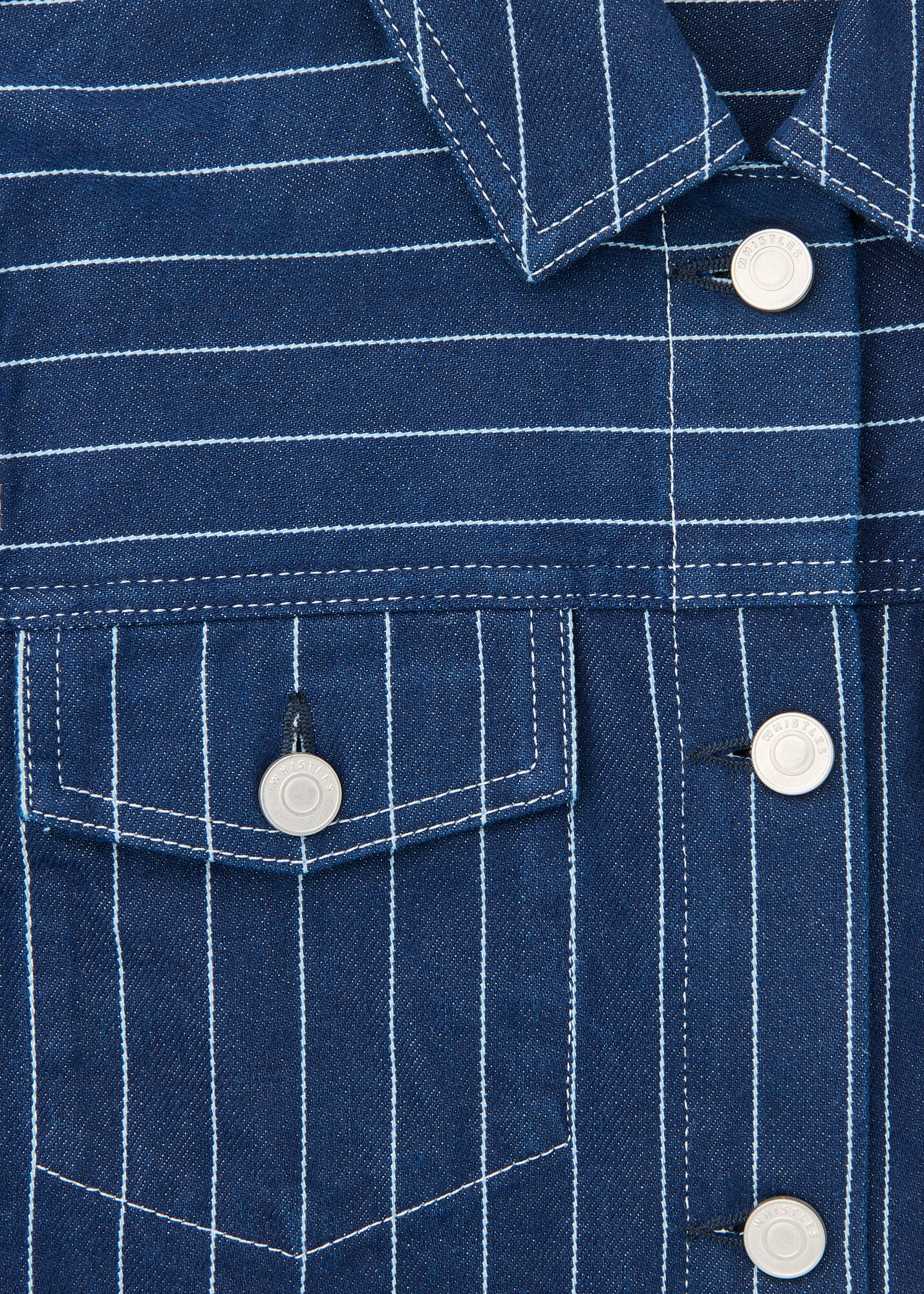 Navy/Multi Pinstripe Denim Jacket | WHISTLES | Whistles US |