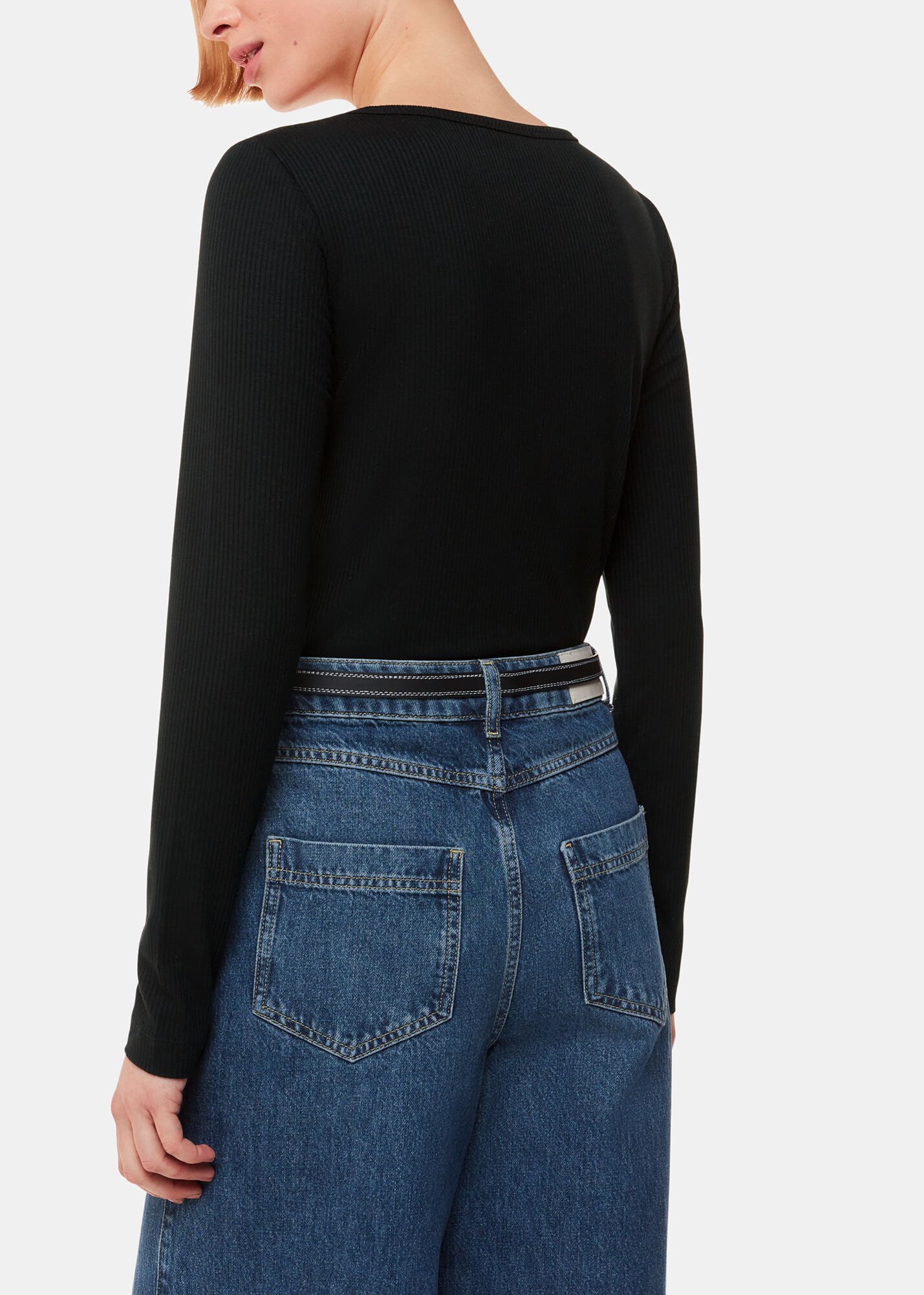 トップス SCOOP LINE RIB TOPS Staple Rib Scoop Neck Short Sleeve Top