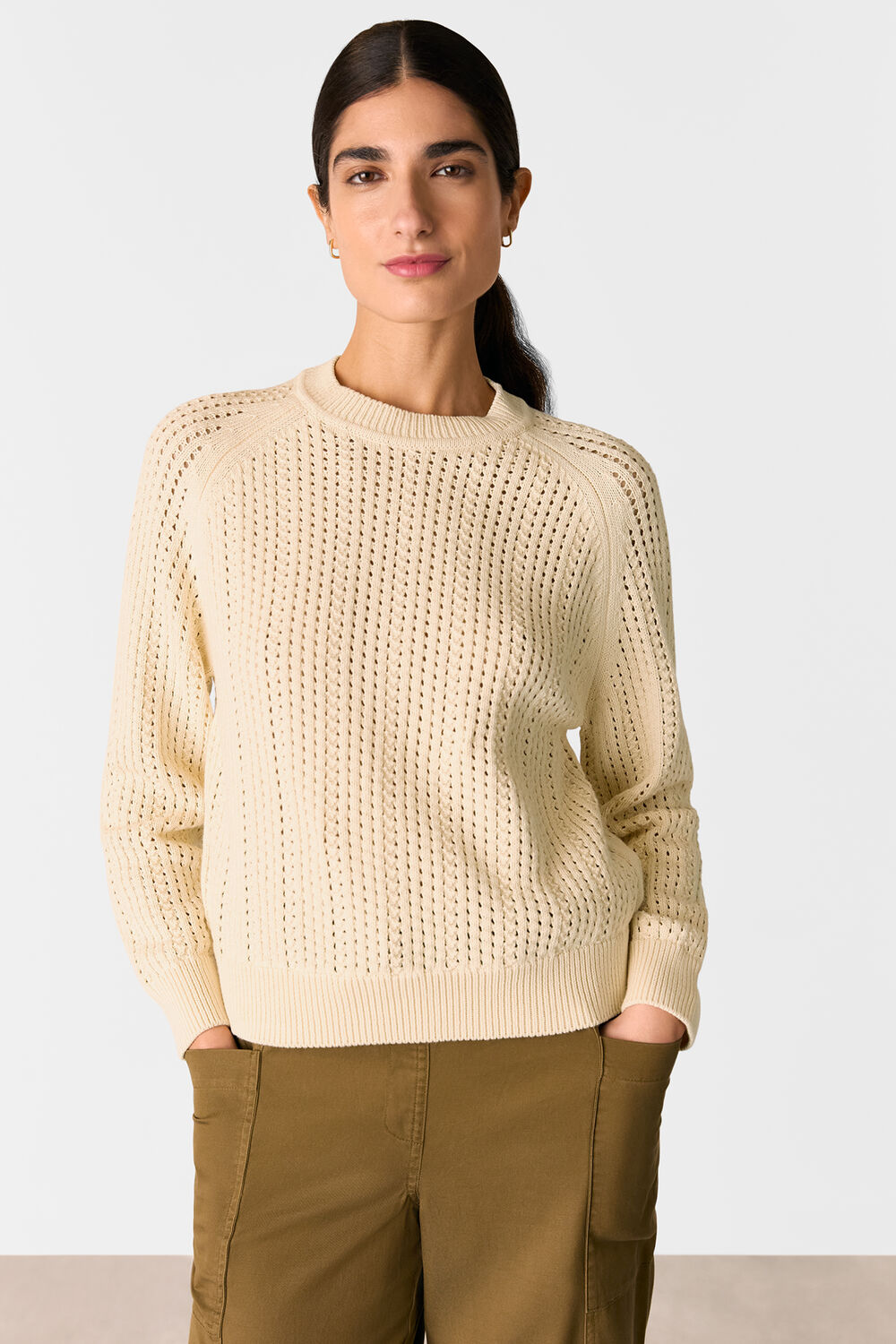 Pointelle Crew Neck Knit