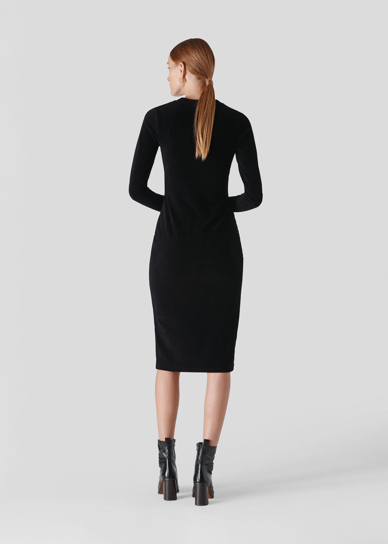 Black Cord Velvet Jersey Dress Whistles Whistles