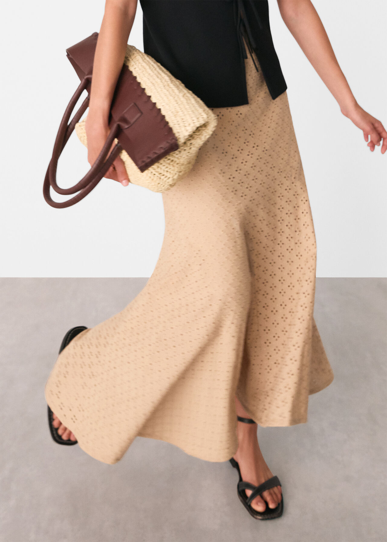 Cotton Broderie Midi Skirt
