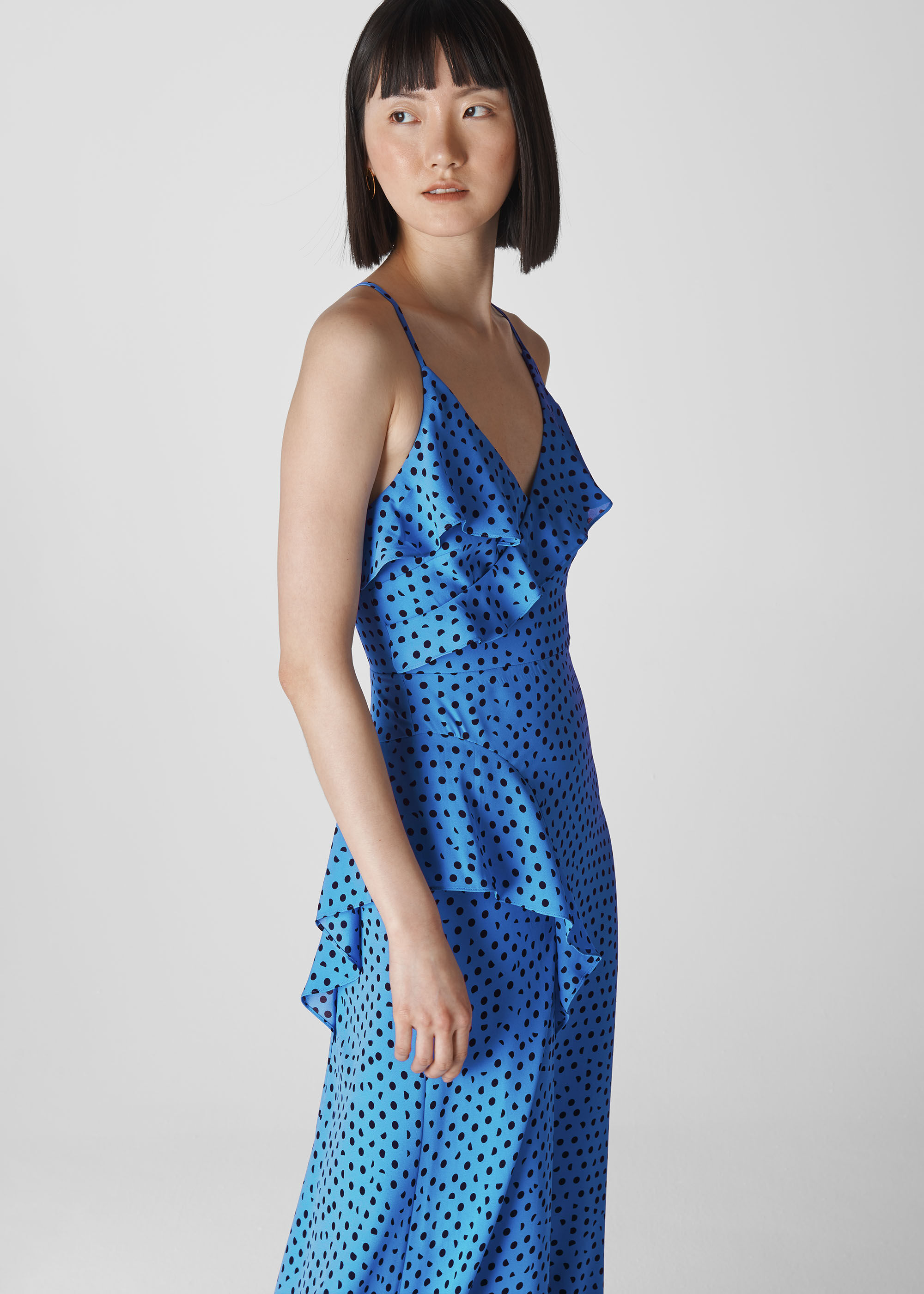 whistles blue polka dot dress