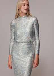 High Neck Sequin Top