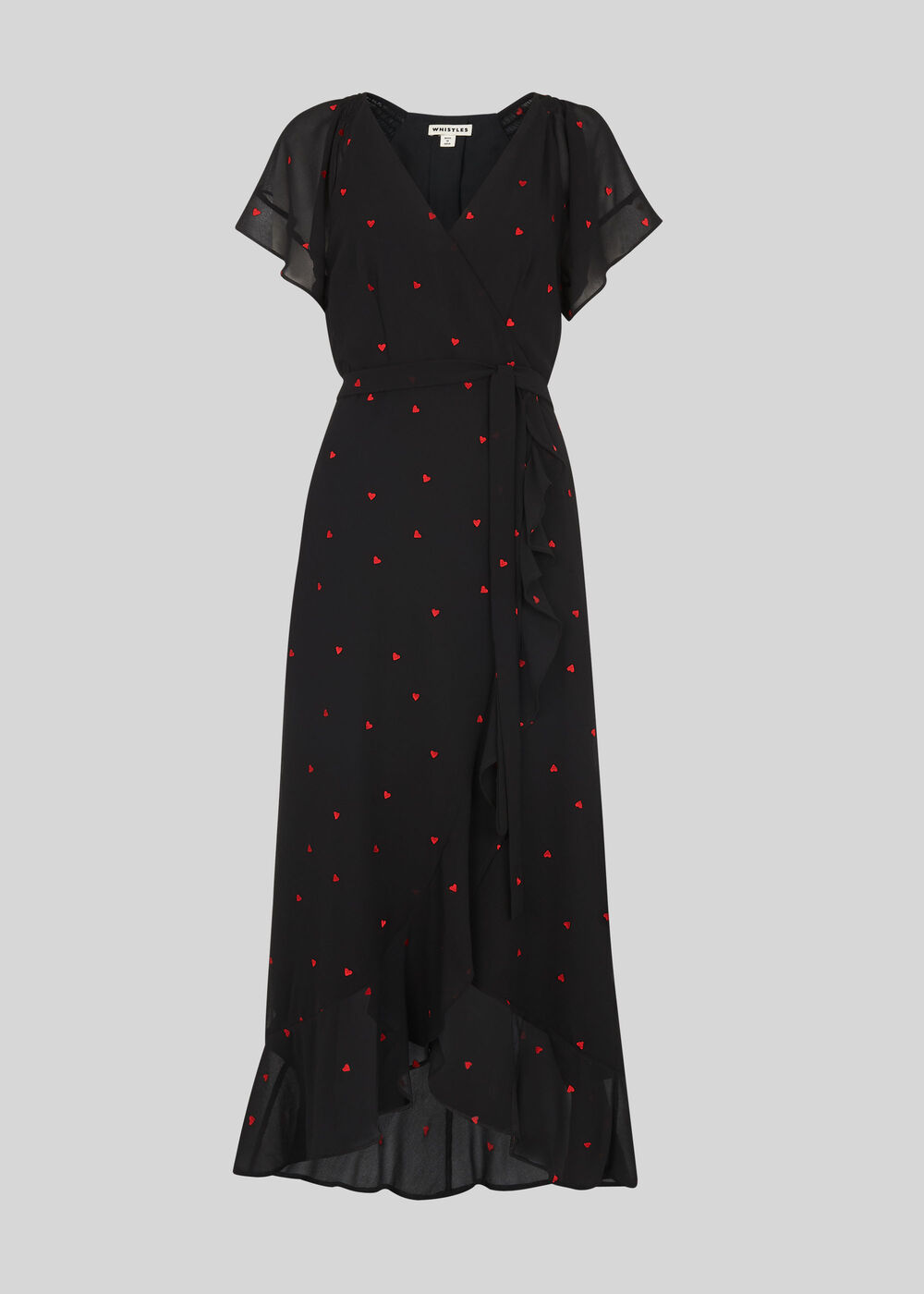 Heart Embroidered Maxi Dress Black