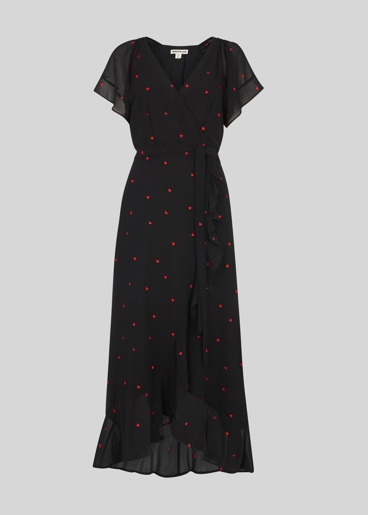 Heart Embroidered Maxi Dress Black