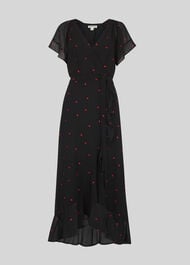 Heart Embroidered Maxi Dress Black