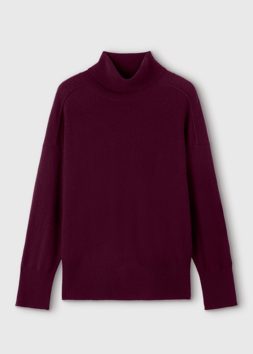 Burgundy Cashmere Seam Roll Neck Knit