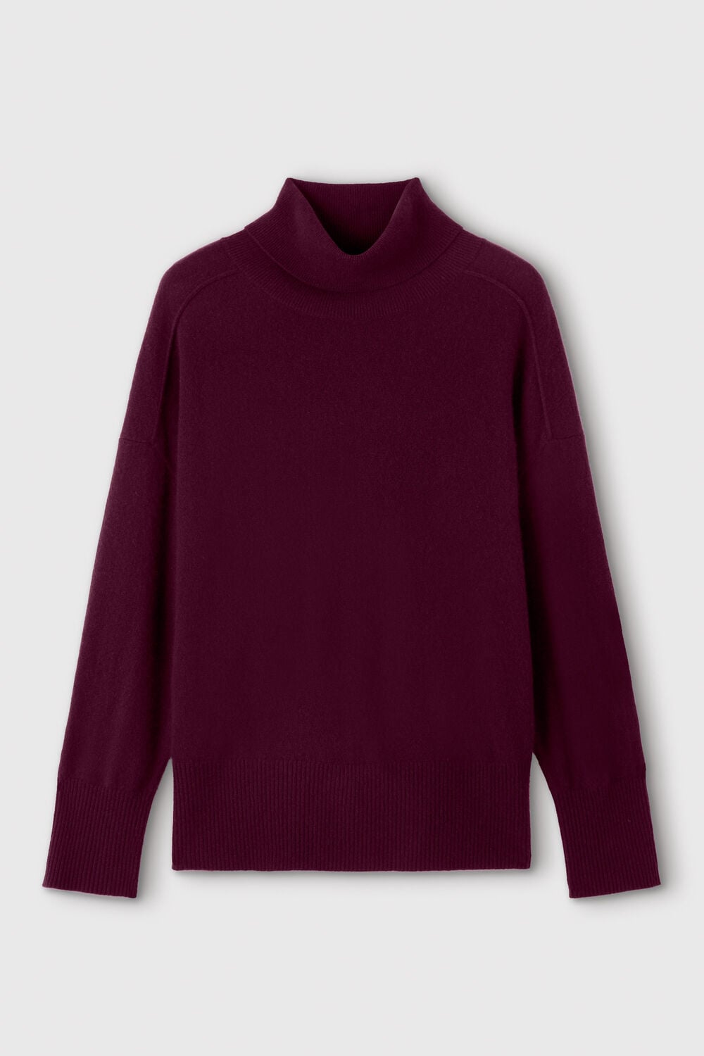 Burgundy Cashmere Seam Roll Neck Knit