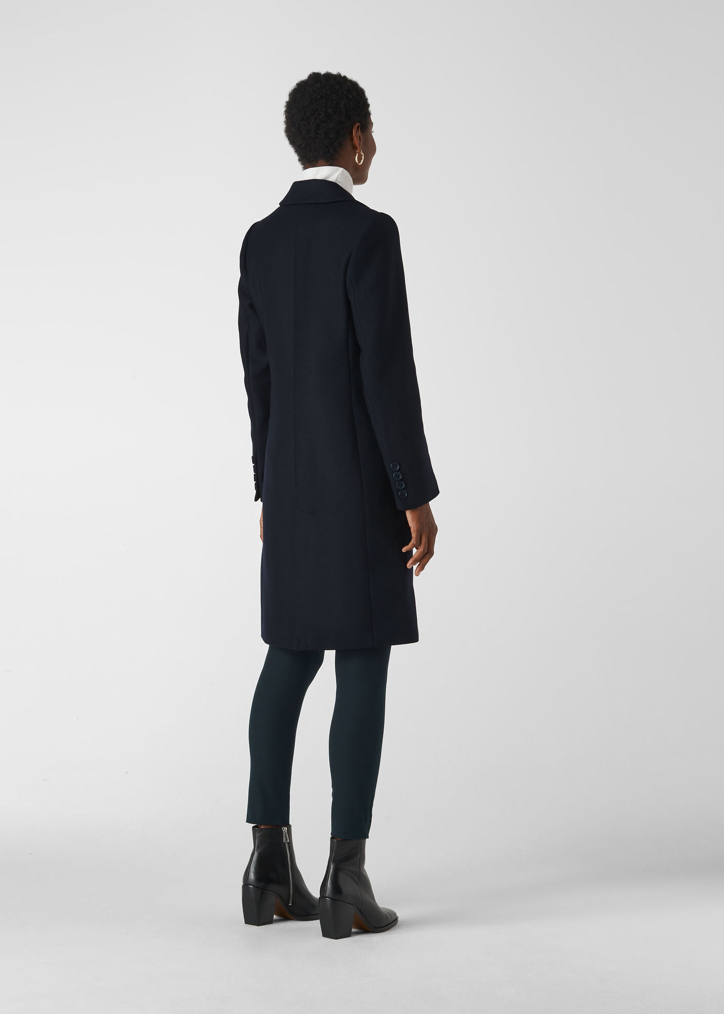 Navy Clara Single Breasted Coat WHISTLES