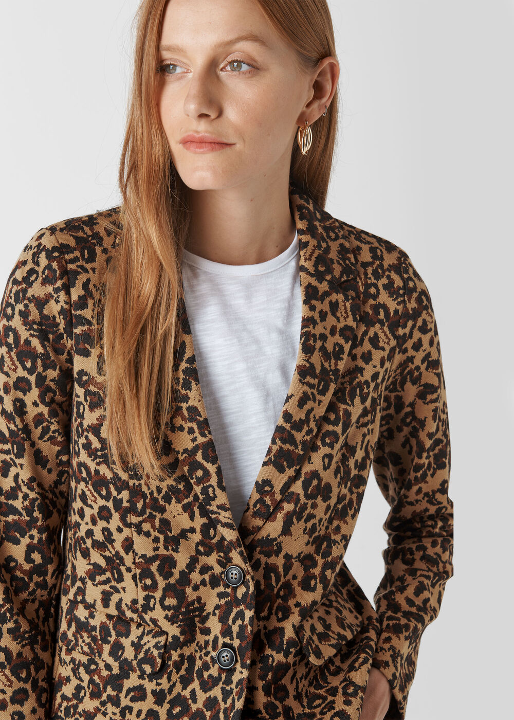 Animal Jacquard Jersey Jacket Leopard Print