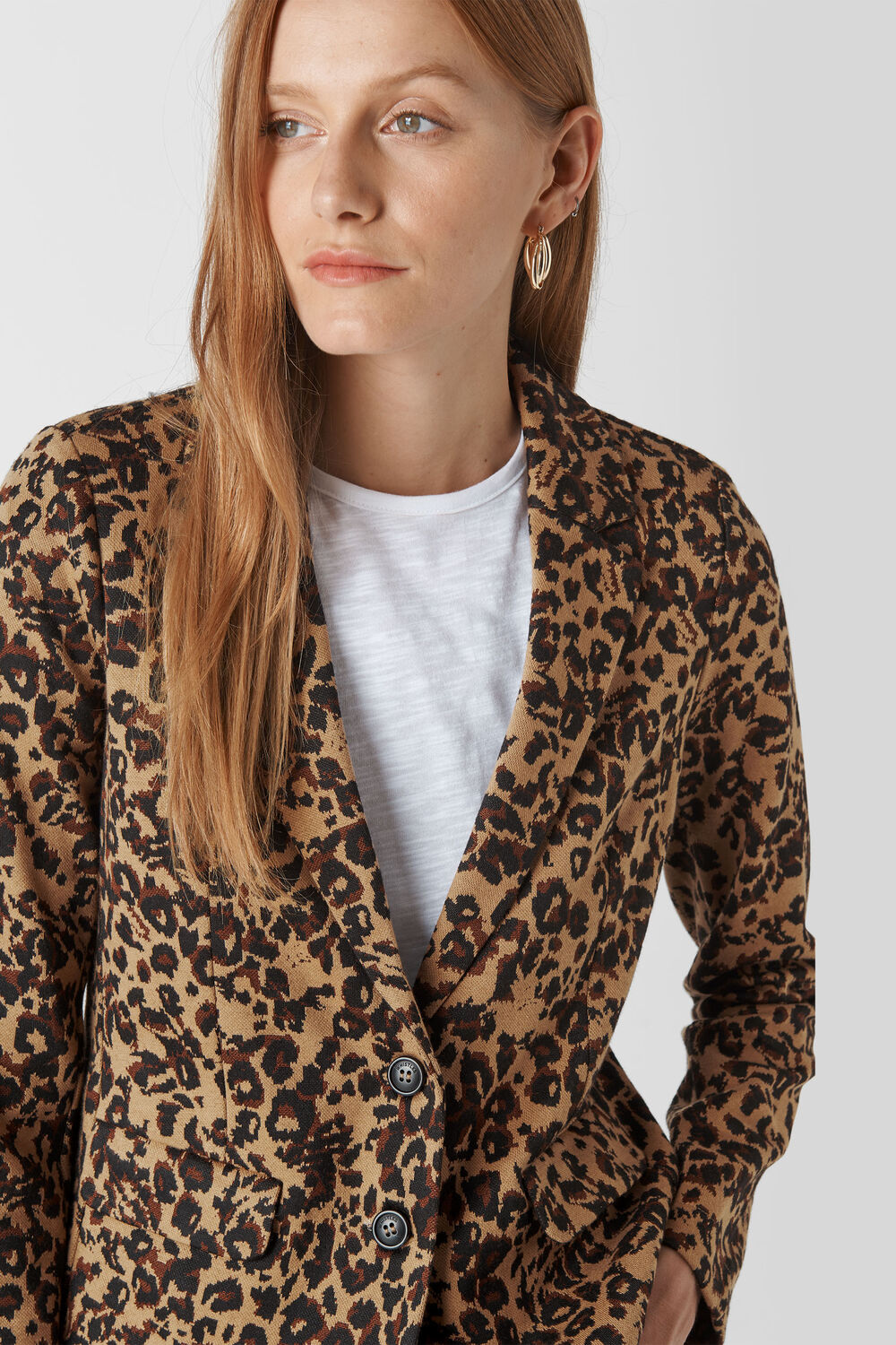 Animal Jacquard Jersey Jacket Leopard Print