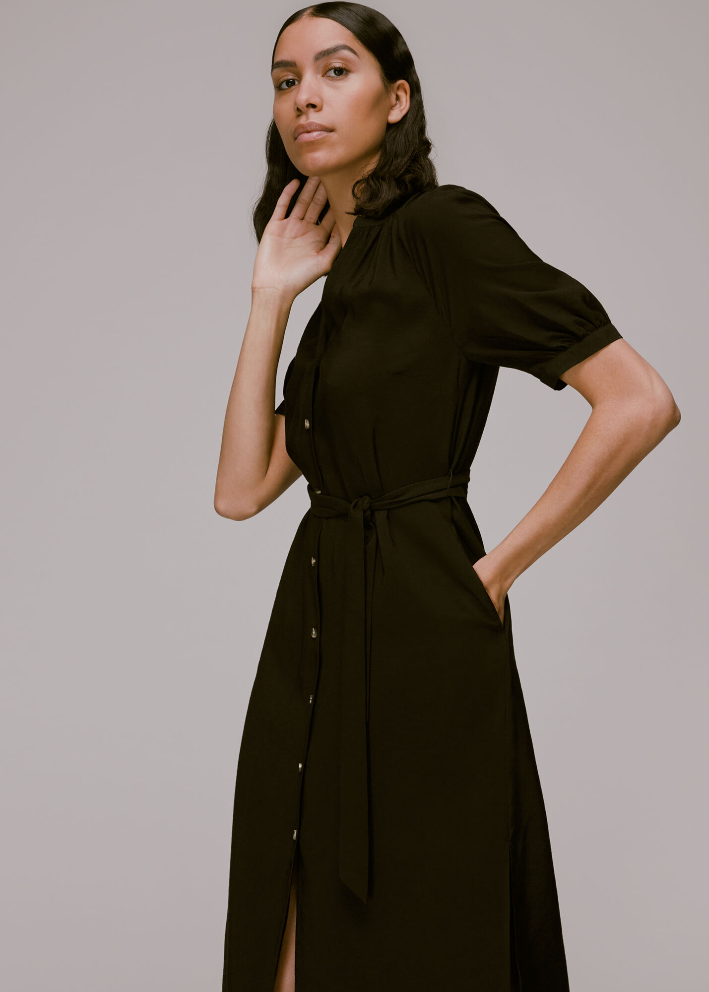 Black Olivia Midi Dress WHISTLES