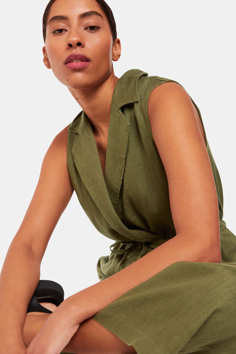 Bella Linen Wrap Jumpsuit
