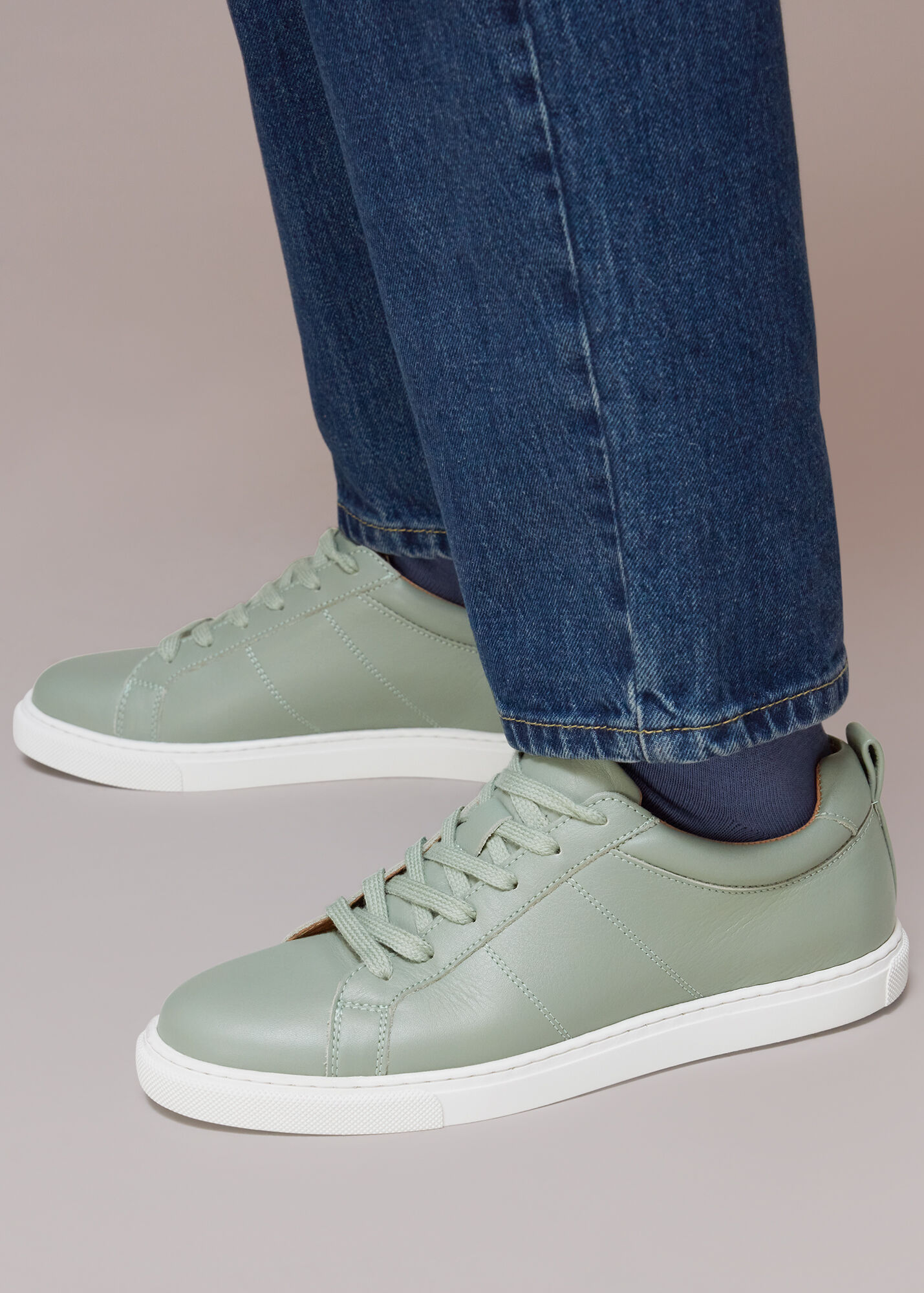 Pale Green Koki Lace Up Trainer WHISTLES Whistles UK
