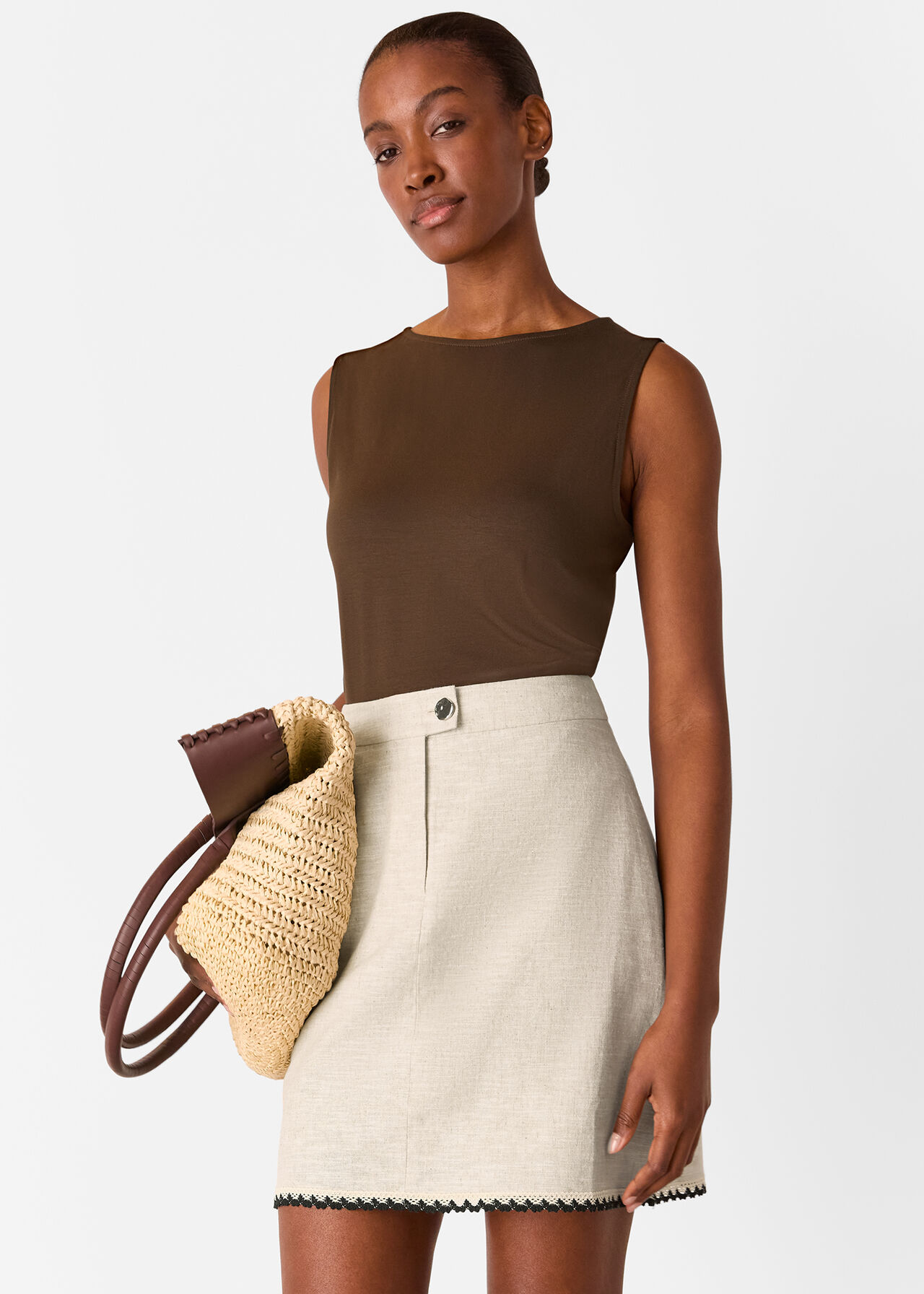 Linen Mix Mini Skirt