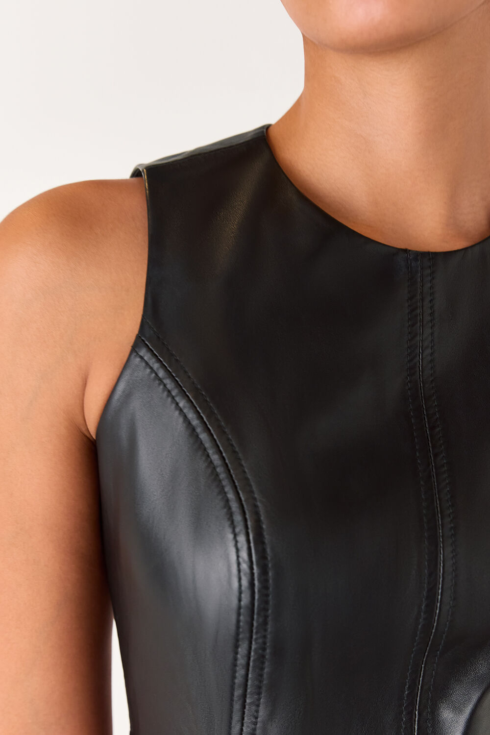 Black Leather Shift Mini Dress