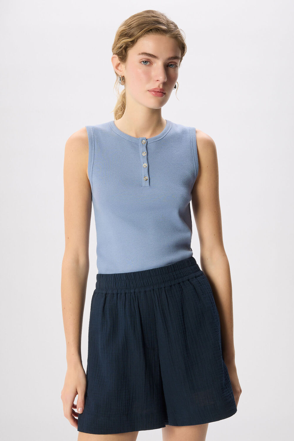 Henley Button Front Tank