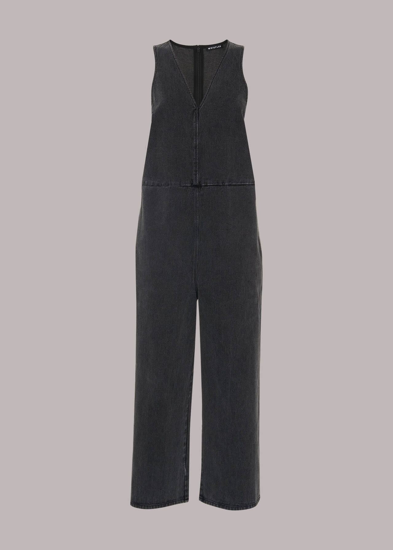 V Neck Denim Jumpsuit