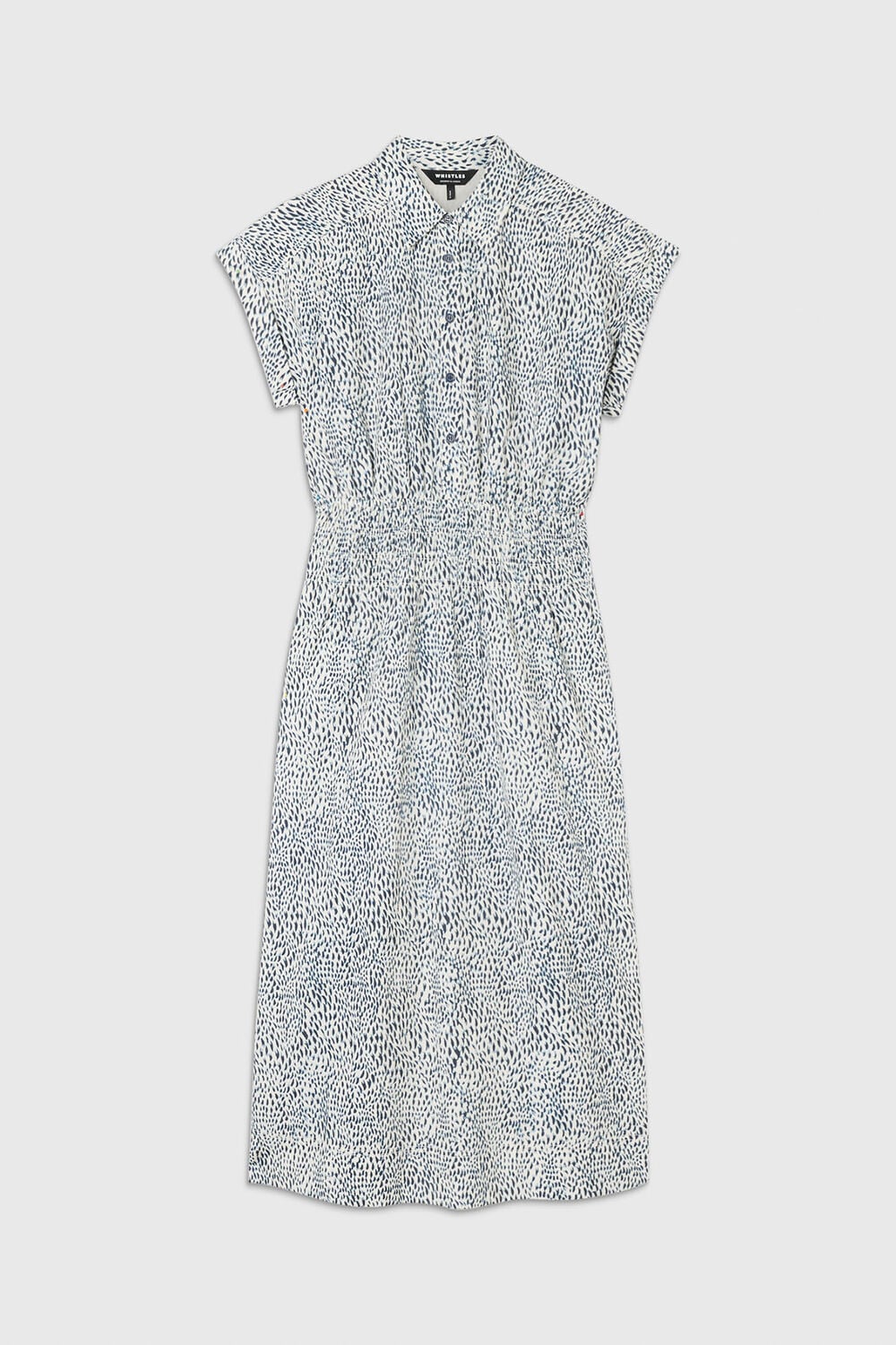 Navy Petite Flecked Animal Collared Dress
