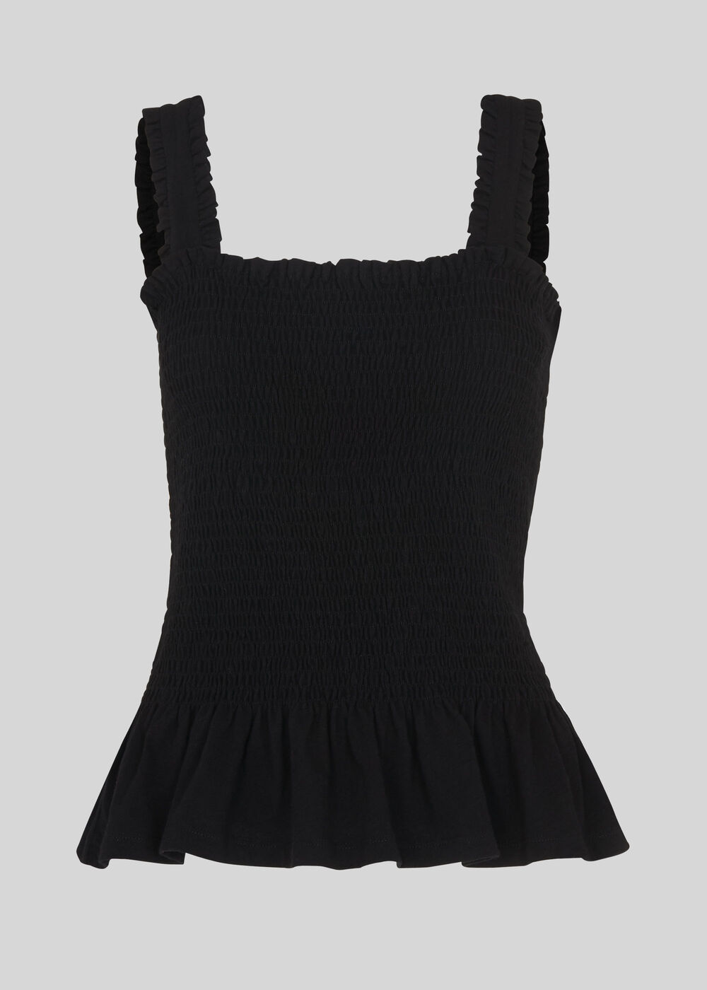 Rouched Square Neck Top Black
