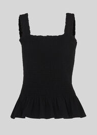 Rouched Square Neck Top Black
