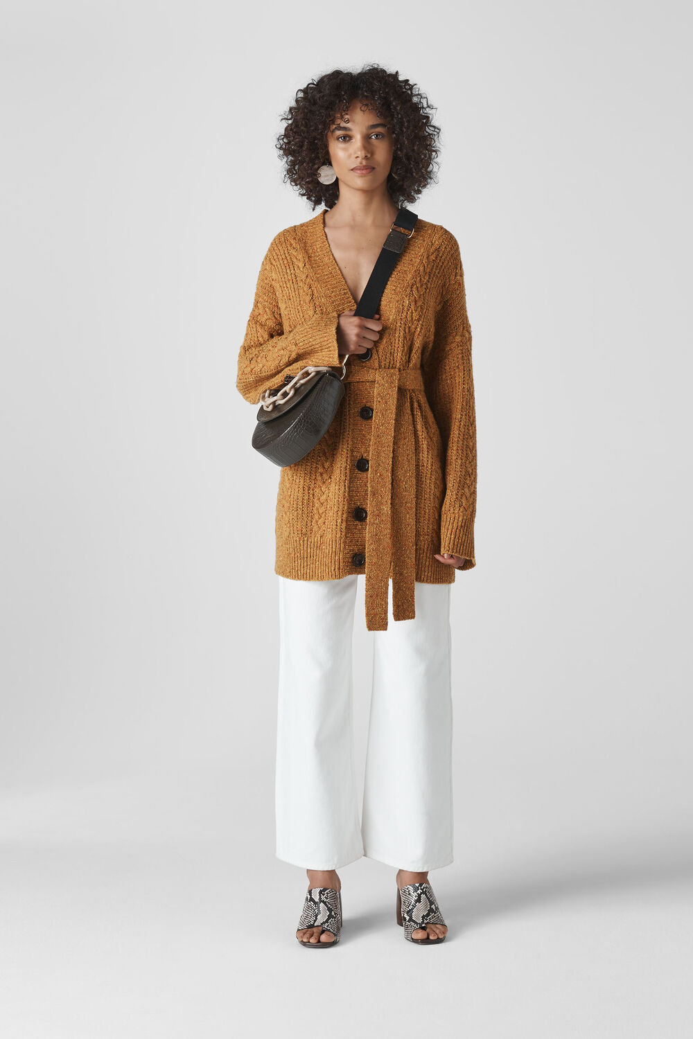 Oversized Cable Cardigan Yellow