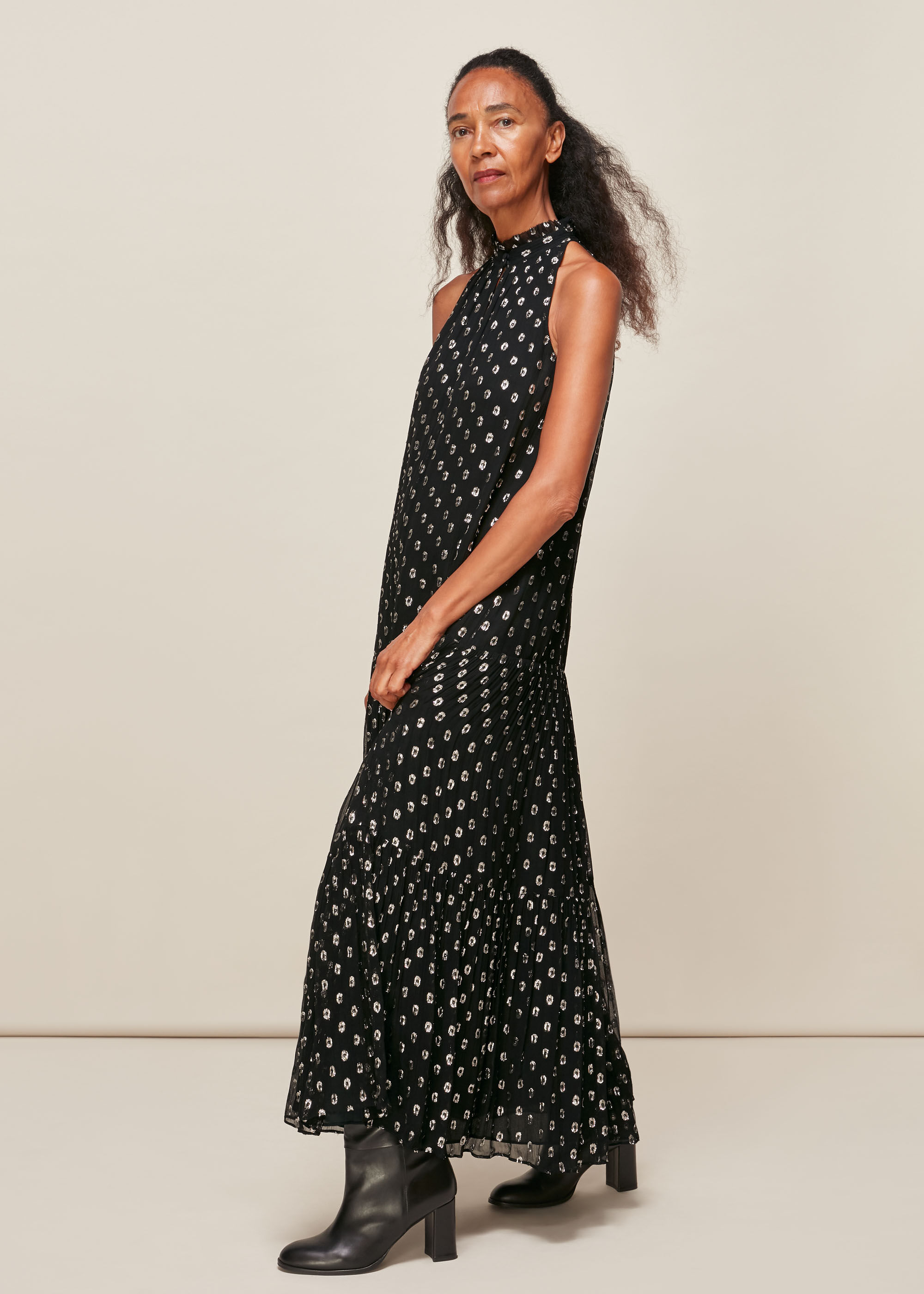 Whistles lina 2025 dobby sleeve dress