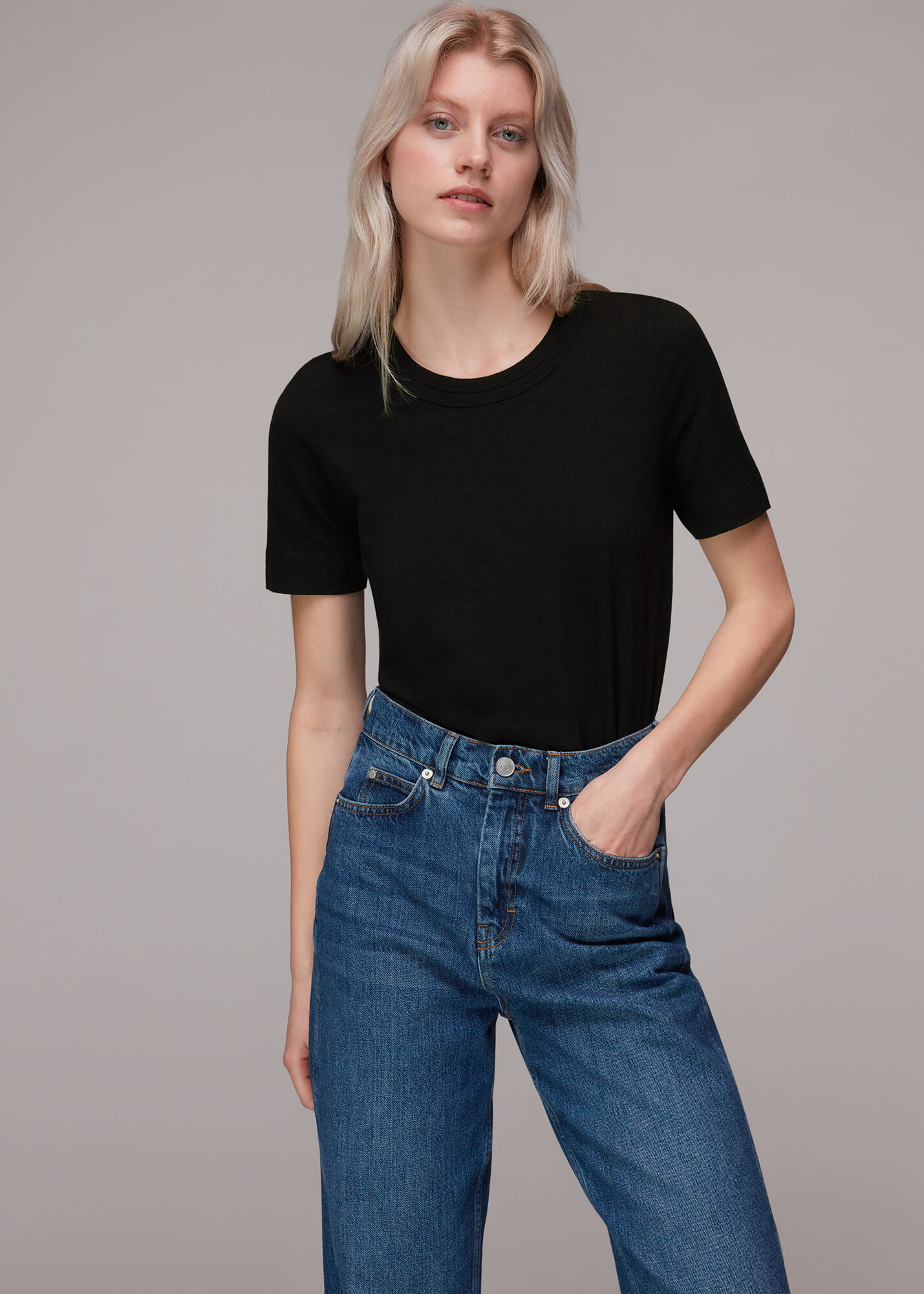 Rosa Black Short Sleeve T-Shirt | 100% Cotton | Whistles