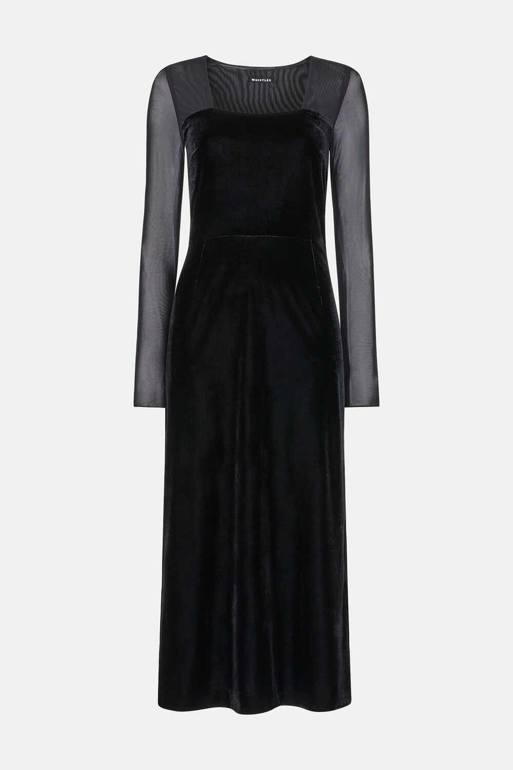 Black Mesh Sleeve Velvet Dress