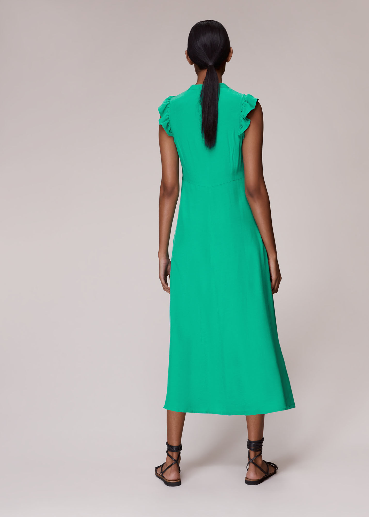 Teal Frill Sleeve Button Dress WHISTLES Whistles UK