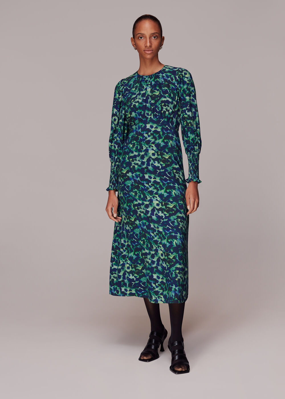 Green/Multi Ink Cheetah Print Midi Dress | WHISTLES | Whistles UK | Green/Multi Ink Cheetah Print Midi Dress | WHISTLES | Whistles UK |
