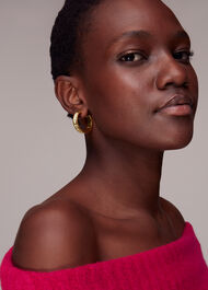 Large Square Gem Hoop Earring