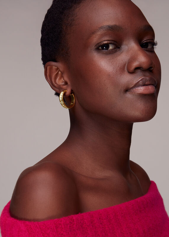 Large Square Gem Hoop Earring