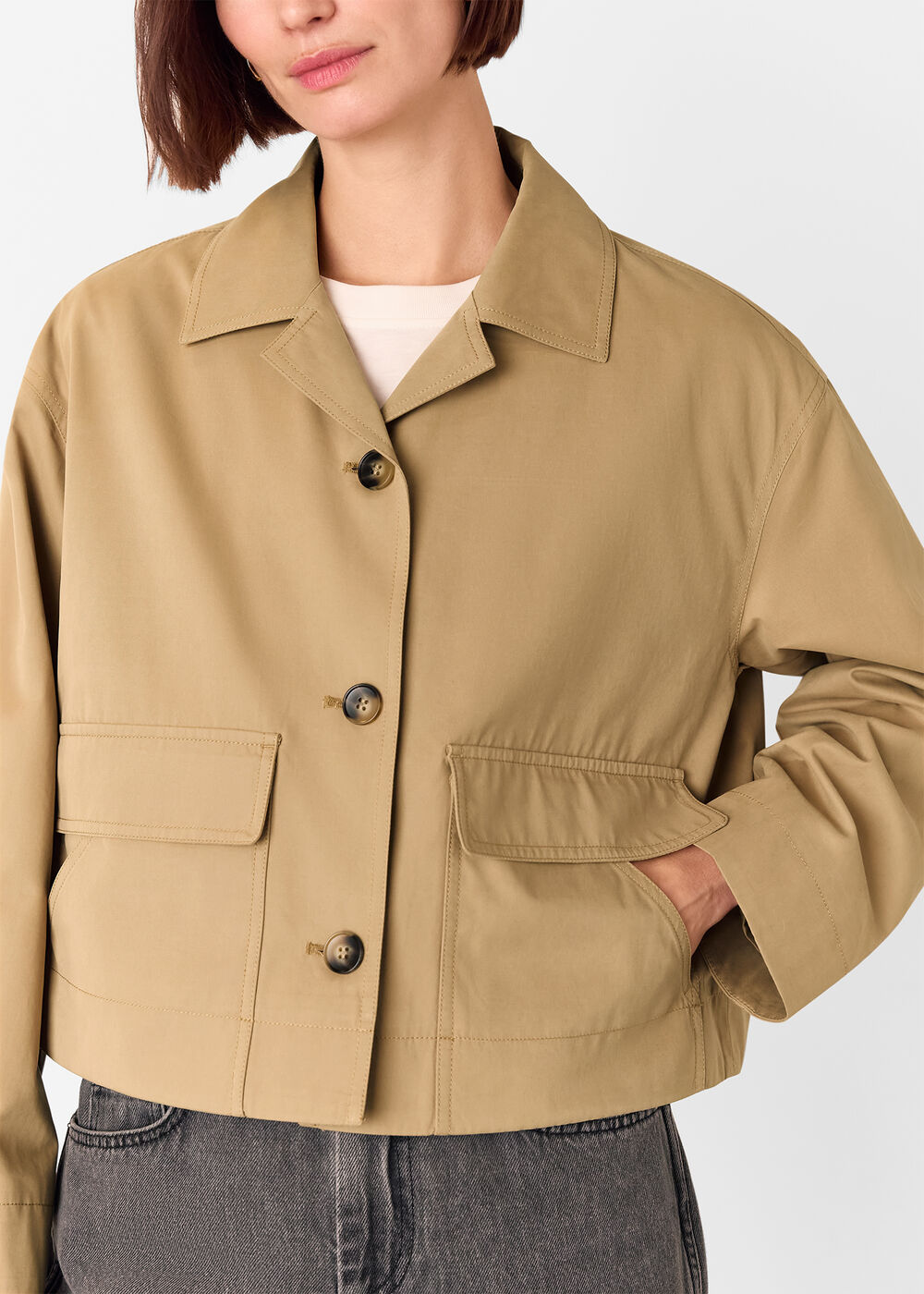 Short Cotton Trench Jacket