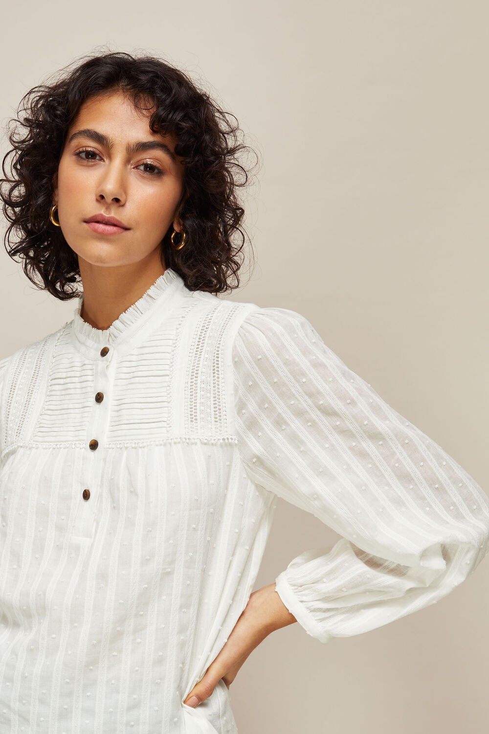 Joy Cotton Dobby Top Ivory