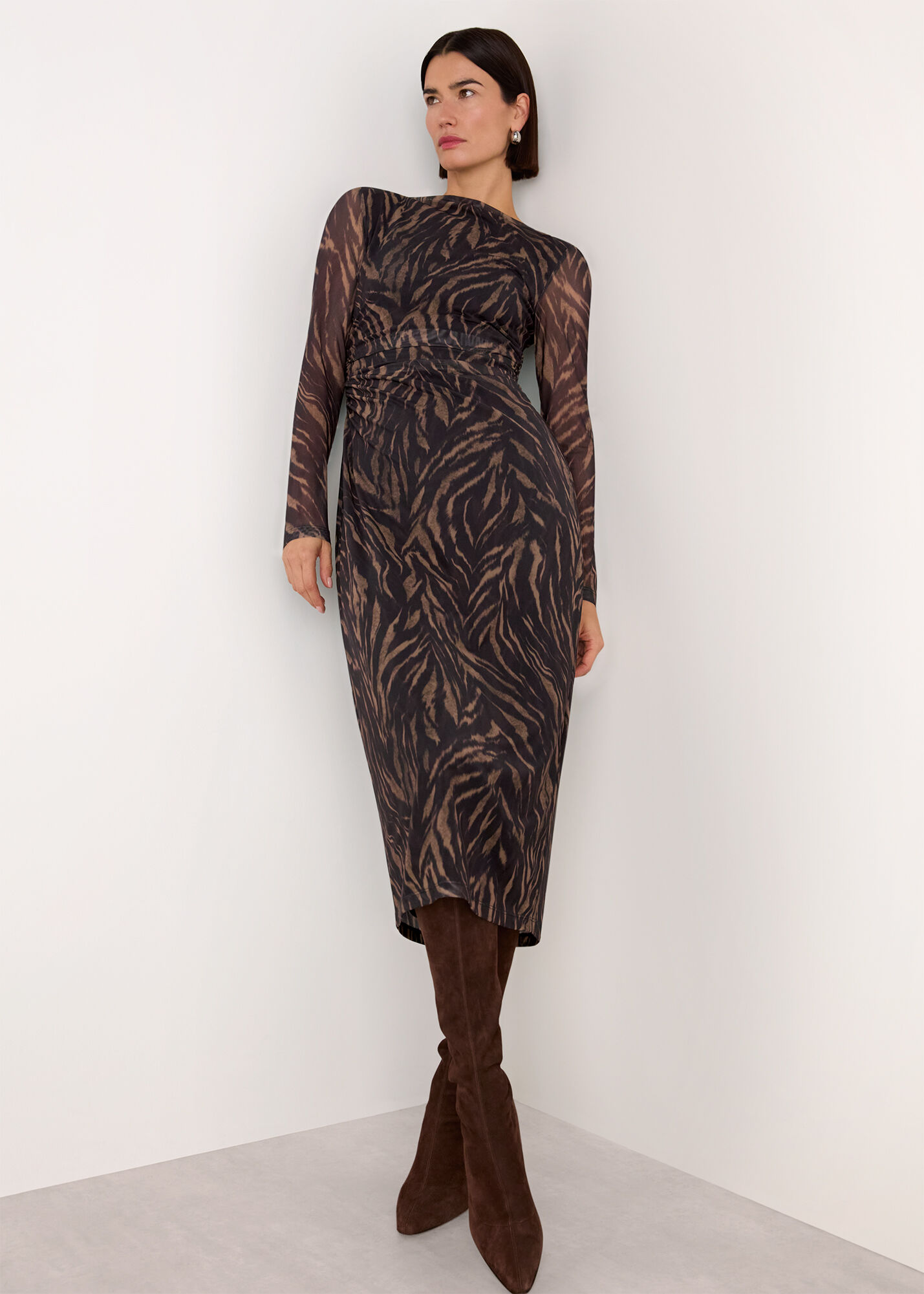 Purple/Multi Zebra Stripe Collar Dress | WHISTLES | Whistles US |